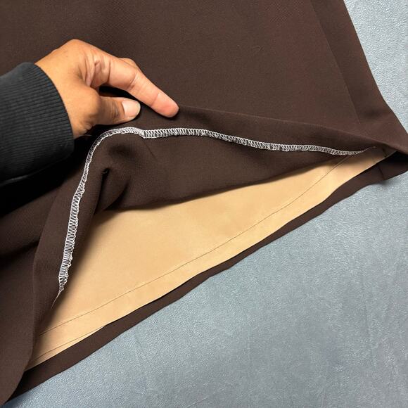 Vintage Handmade Nylon Lined Skirt A Line Chocolate Brown Office Vixen 80s Work - Picture 3 of 8